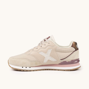 Zapatilla Retro Running en Tonos Arena y Rosa con Detalles Metalizados MUNICH DASH WMN 280