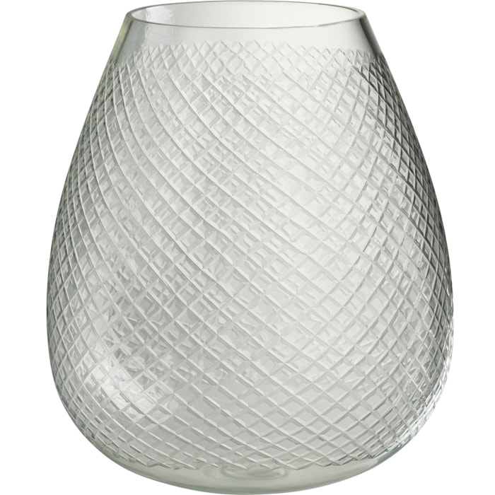 J-Line vase Carreaux - verre - trannsparent - large - Ø 25.5 cm