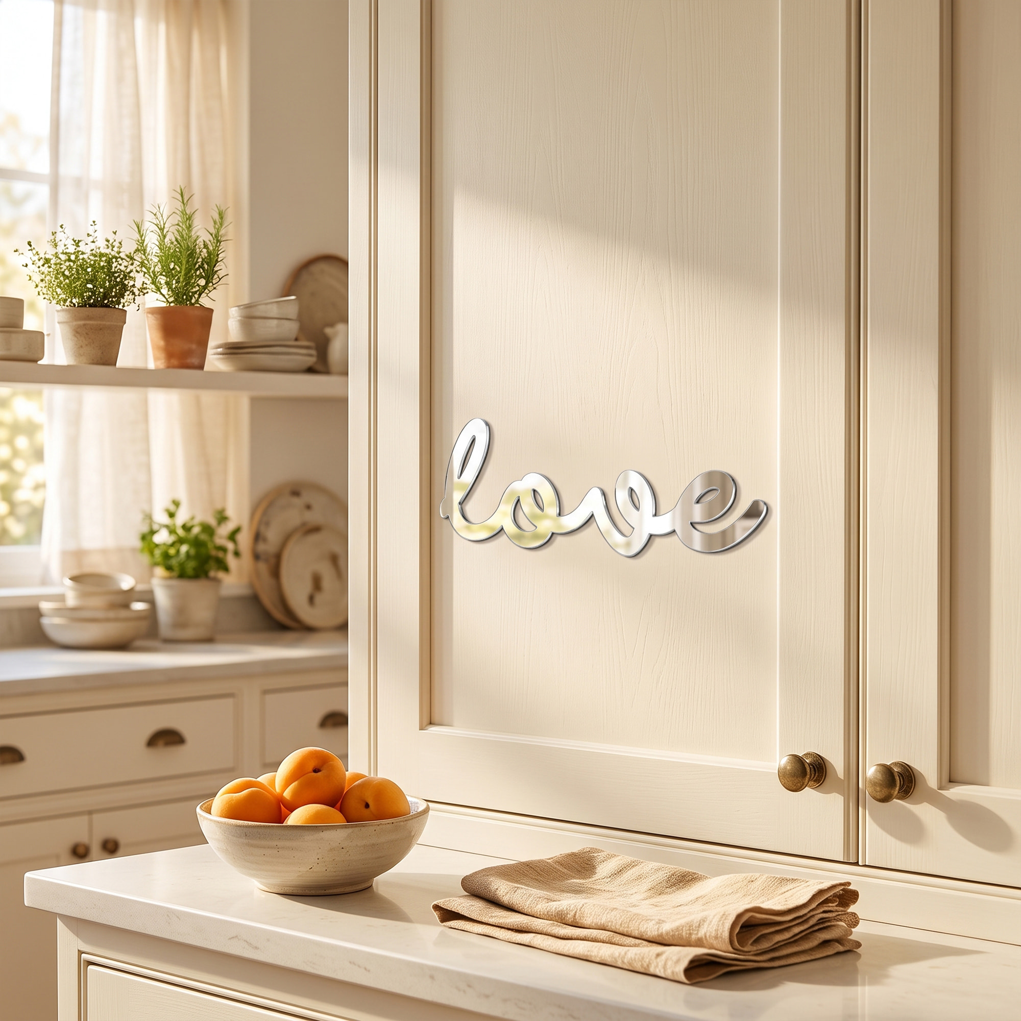 Sticker effet mirroir Love 30 x 10 cm