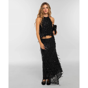 Top halter de lentejuelas de mujer