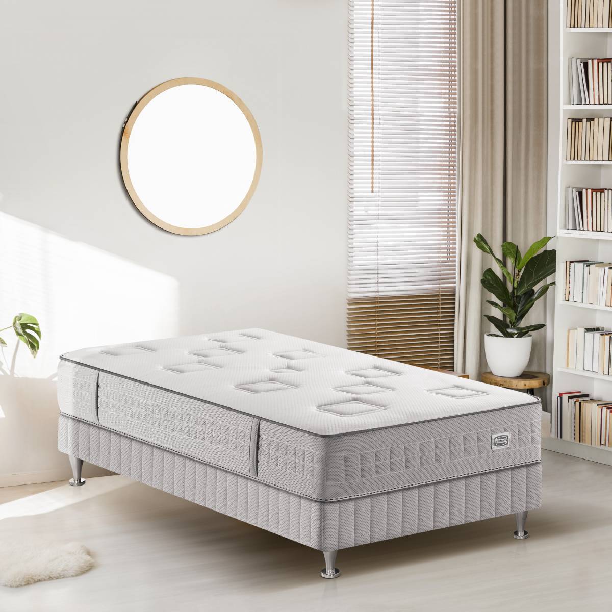 Ensemble CHALLENGE matelas H24 ressort ensachés, très ferme, sommier