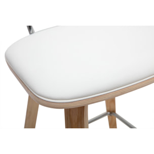 Tabourets de bar blancs et bois clair H66 cm (lot de 2) SEGUR