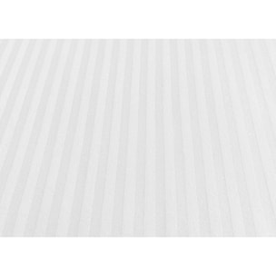 Completo Lenzuola 100% Raso Cotone Rigato 5mm Tinta Unita Bianco