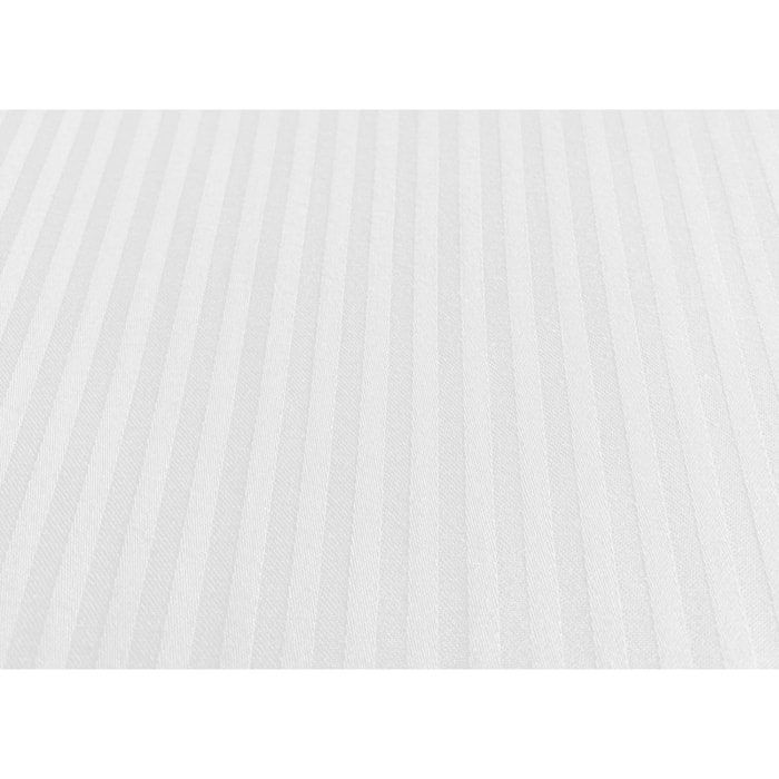 Completo Lenzuola 100% Raso Cotone Rigato 5mm Tinta Unita Bianco