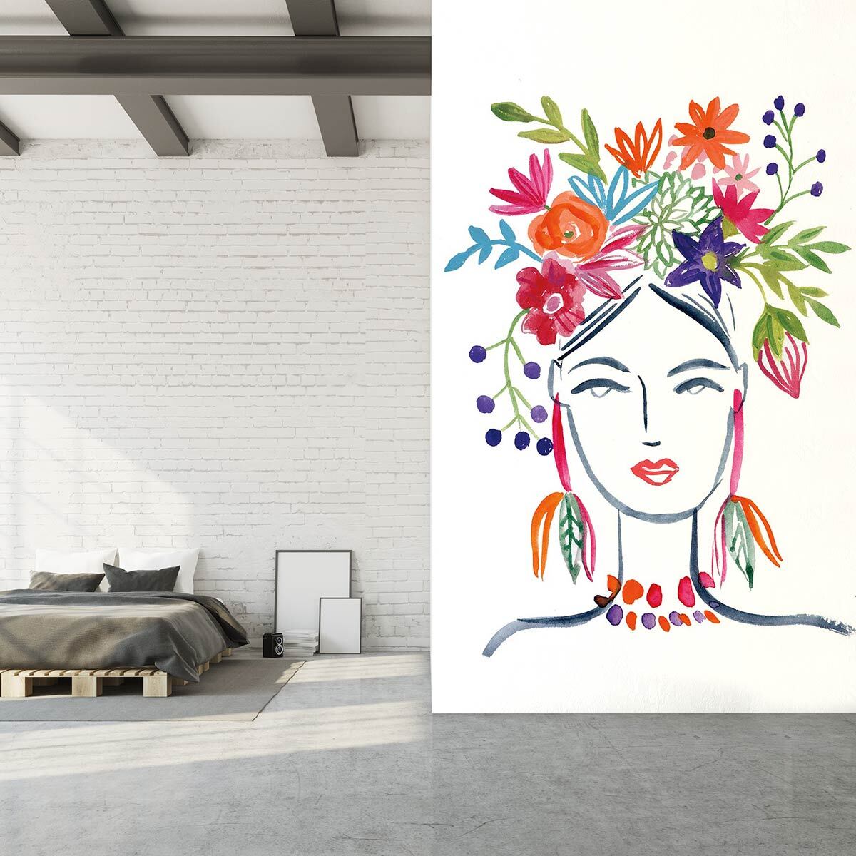 Papier peint graphique jolie fleur Intissé