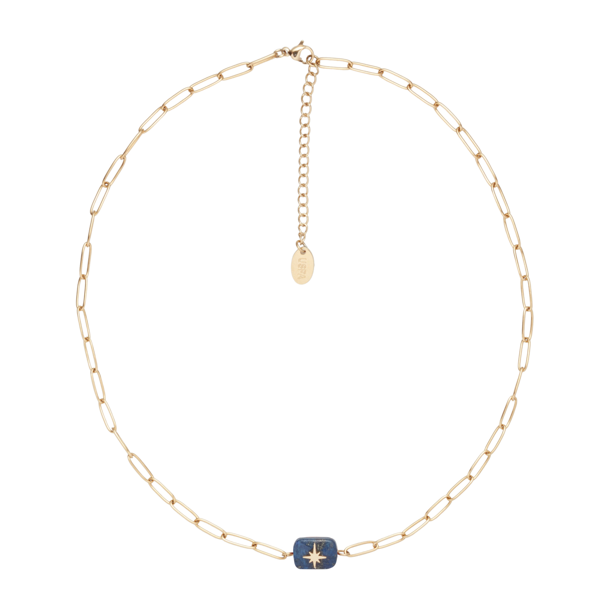 Collana U.S. Polo Assn. In acciaio inossidabile dorato con lapislazzuli