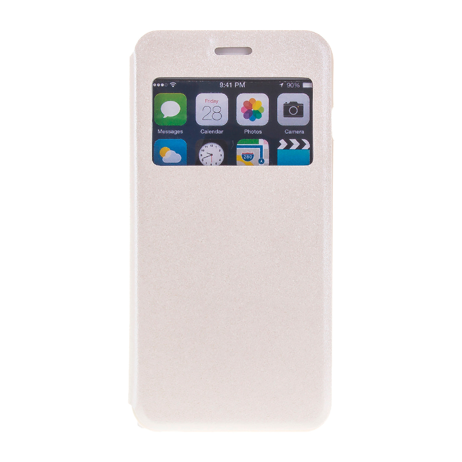 DAM COPRI LIBRO CON FINESTRA CHIUSURA MAGNETICA IP6/6S PLUS 8x1x16 Cm. Colore bianco