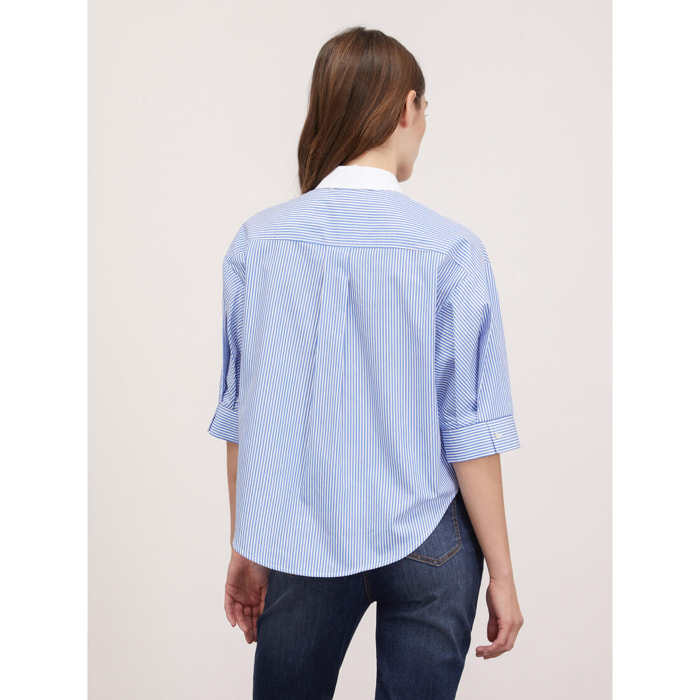 Motivi - Camicia a righe con colletto con strass - Azzurro