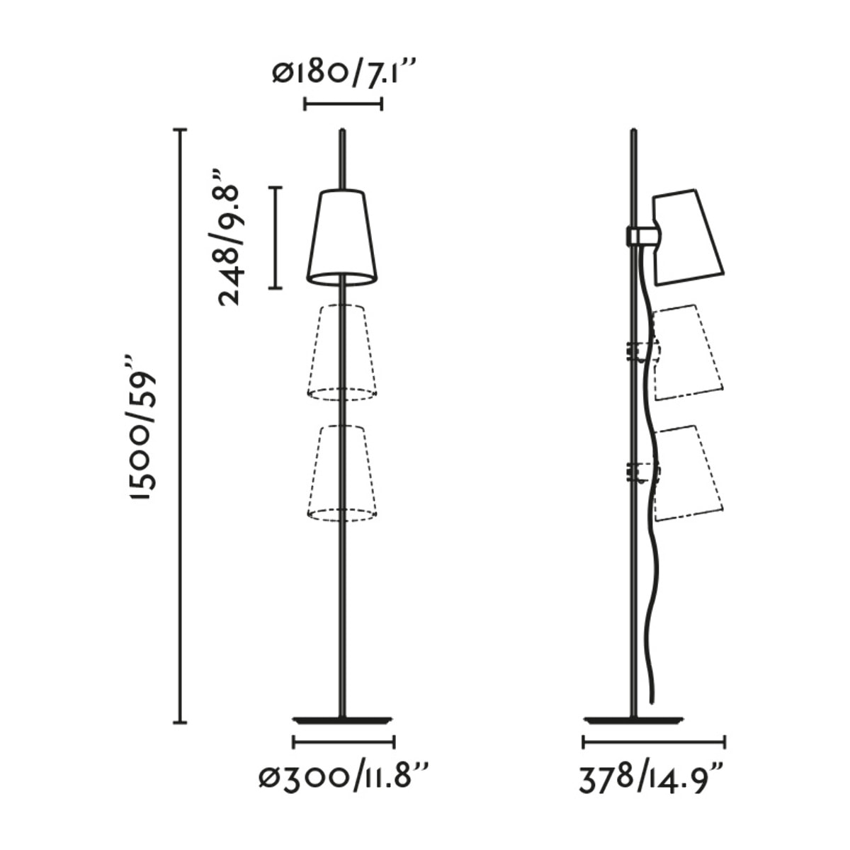LUPE Lampadaire noire/beige