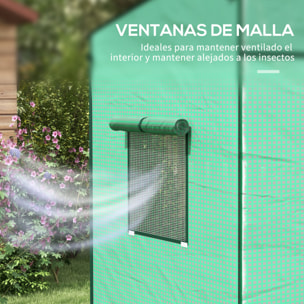 Invernadero Pequeño Invernadero de Exterior con Ventanas de Malla y Puerta con Cremallera Invernadero para Cultivar Tomates Plantas Flores 196x77x197 cm Verde