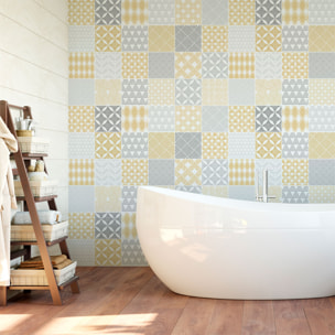 Stickers muraux - Sticker Mural Carrelage adhésif Cuisine Salle de Bain - 24 STICKERS CARREAUX DE CIMENT SCANDINAVE JERSEY