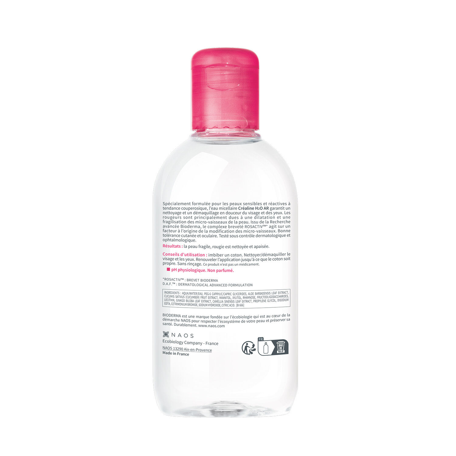Créaline H2O AR - Eau Micellaire Sans rinçage Anti-Rougeurs - Peaux Sensibles 250 ml