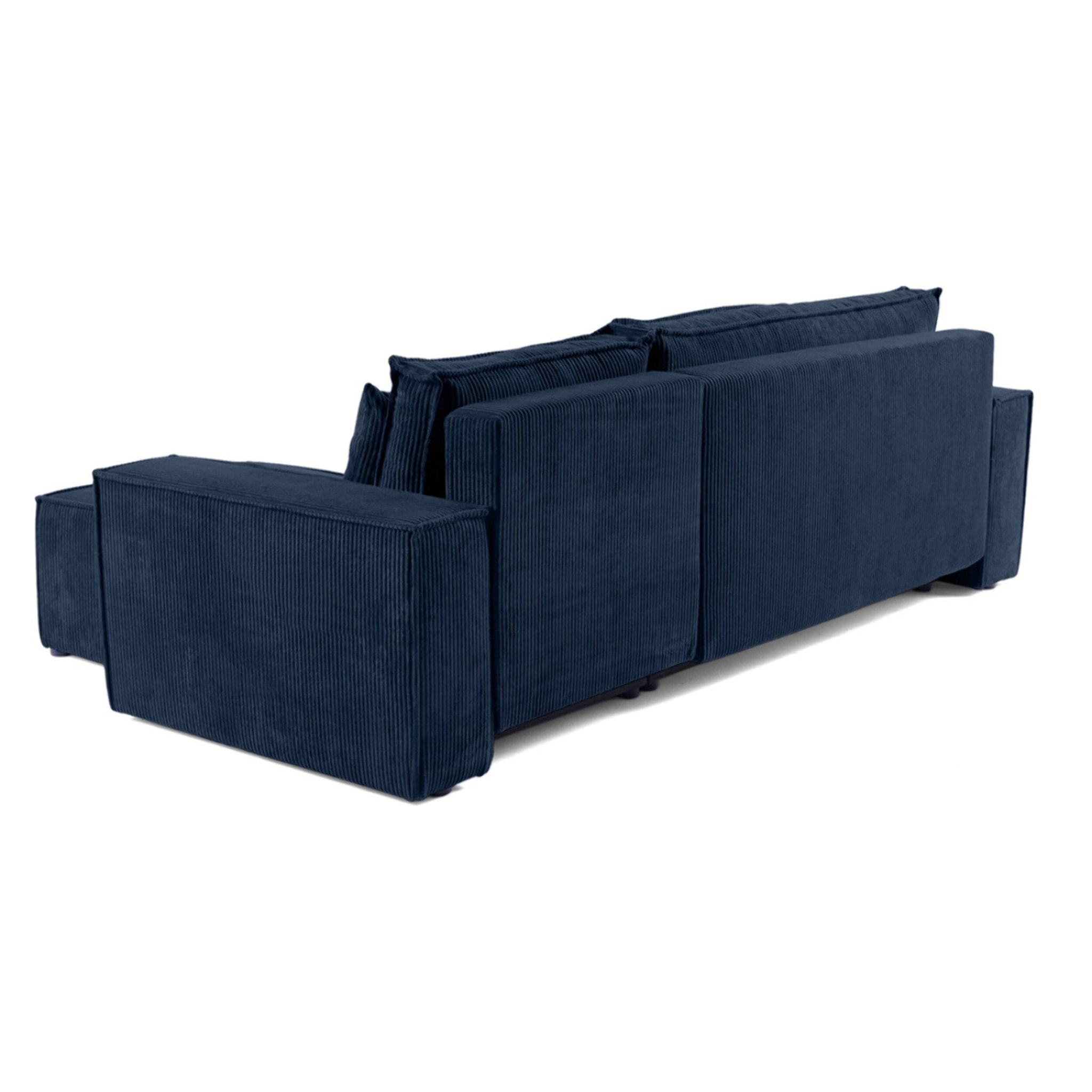 Cezanne - canapé d'angle réversible - 4 places - convertible avec coffre - en velours côtelé - Bleu Ardoise