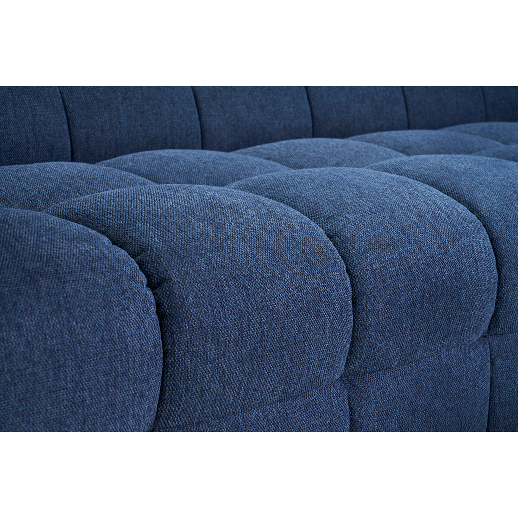 Canapé design 3 places en tissu effet velours texturé bleu foncé CORTO