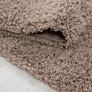 Tapis poils longs shaggy tissé motif uni ROCA