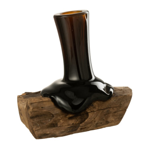 J-Line vase Haut Sur Pied Gamal - bois/verre - naturel/brun - small - 19.5 m de hauteur