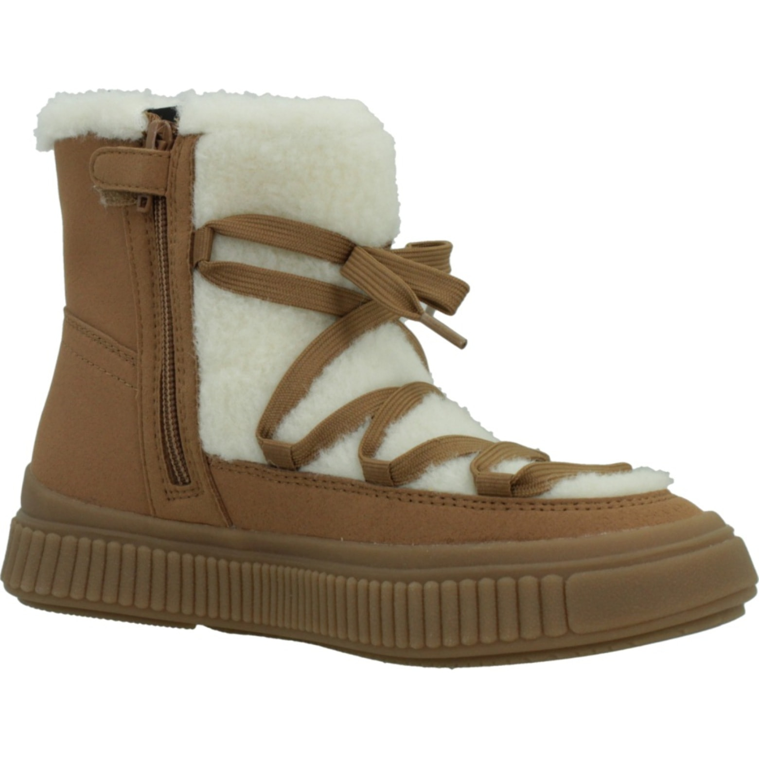 Zapatillas Niño de la marca GEOX  modelo J56M3D 0AFBH J LAQUINNY MARRON CLARO