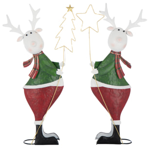 J-Line figurine Renne Étoile + Arbre - métal - mix - large - 2 pièces