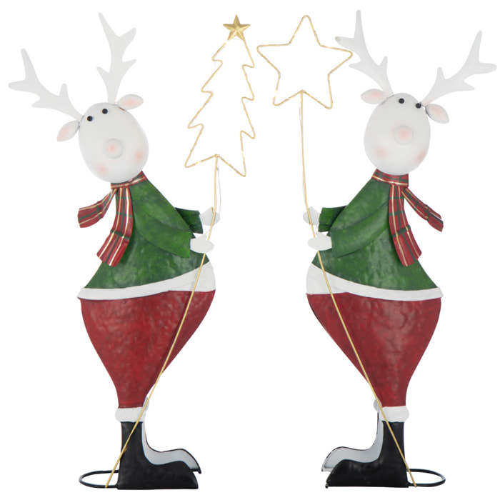 J-Line figurine Renne Étoile + Arbre - métal - mix - large - 2 pièces