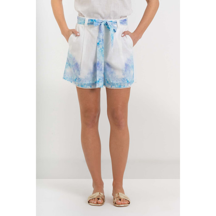 Kocca - Shorts da donna 100% cotone con cintura e stampa floreale Donna