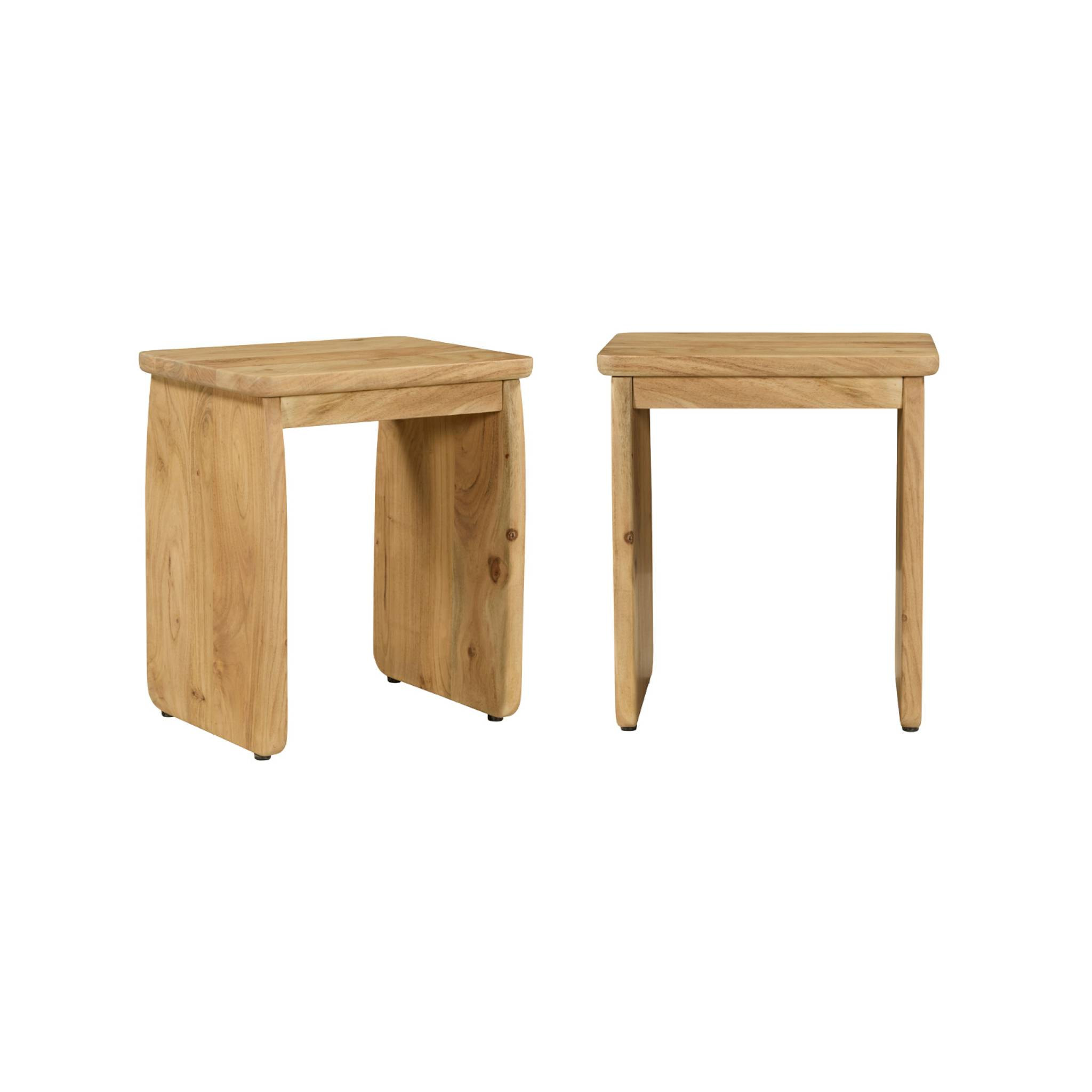 Table de chevet, table d'appoint exotique bois d'acacia (lot de 2) ASHA
