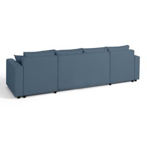 Regala - canapé panoramique - 7 places - convertible avec coffre - en tissu - Bleu Ardoise