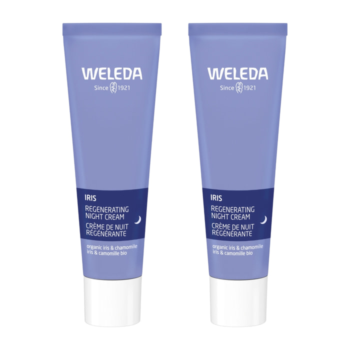 WELEDA - Duo Crème de Nuit Régénérante Iris - Hydrate et Ressource - Certifié Natrue**- Tube 30 ml  x 2