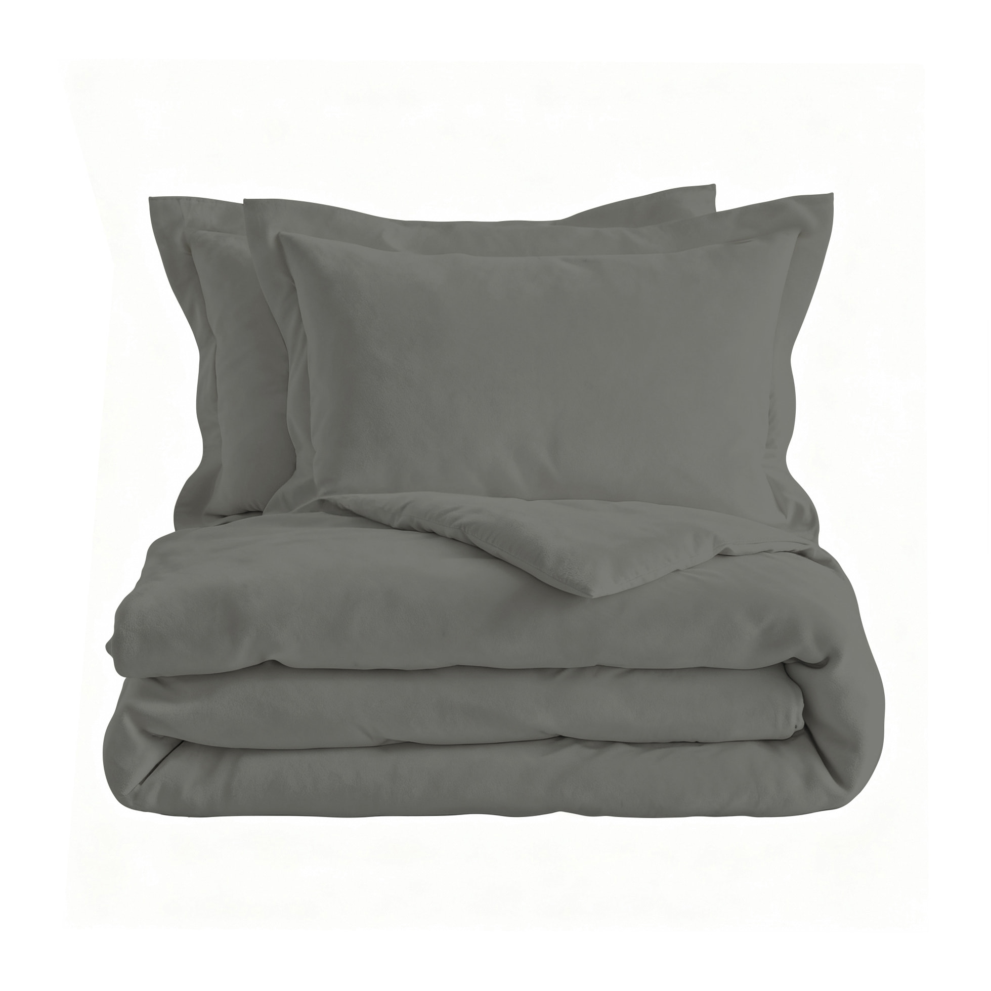 PARURE COPRIPIUMINO RASO CLOE, 100% Raso di Cotone, Made in Italy - FUMO