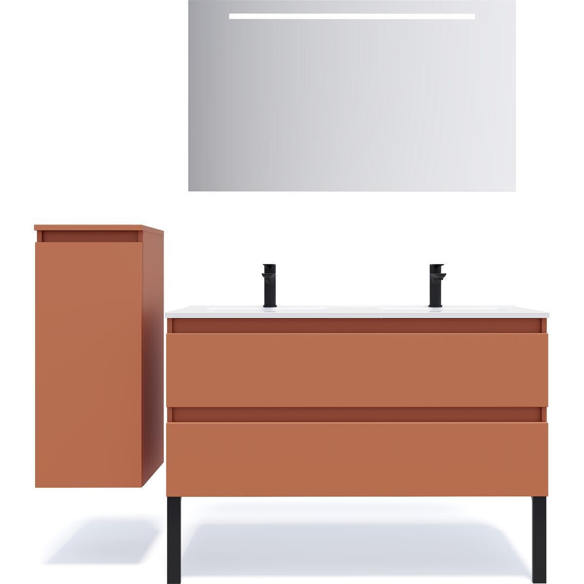 Ensemble double vasque 2 tiroirs + miroir - HUDSON