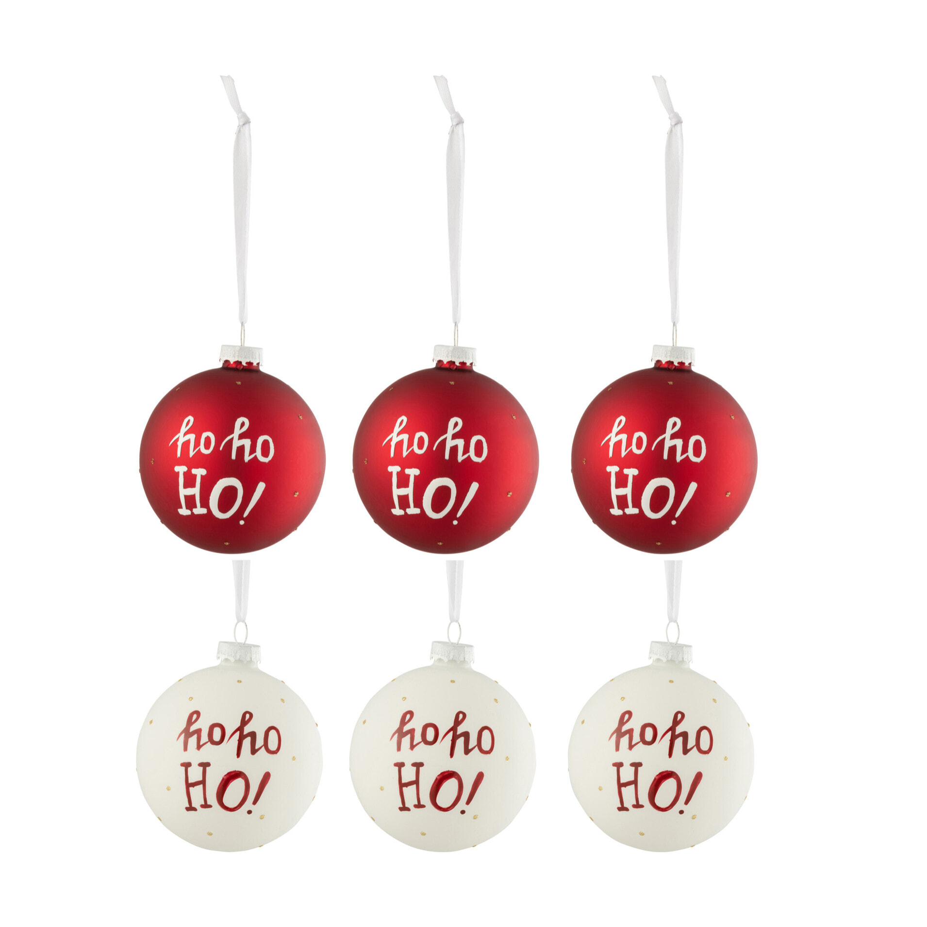 J-Line boule de Noël - verre - blanc/rouge - 6 pièces
