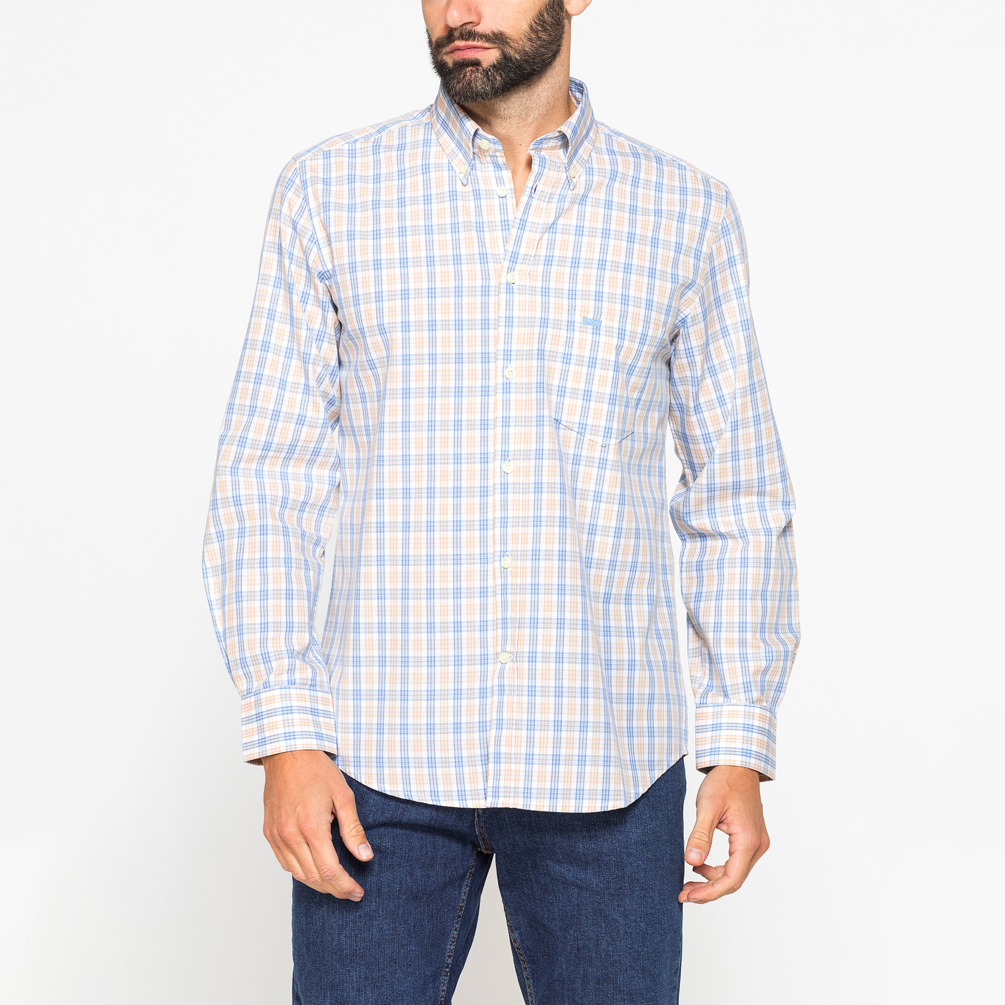 CAMICIA BUTTON-DOWN CON MANICA LUNGA E TASCHINO