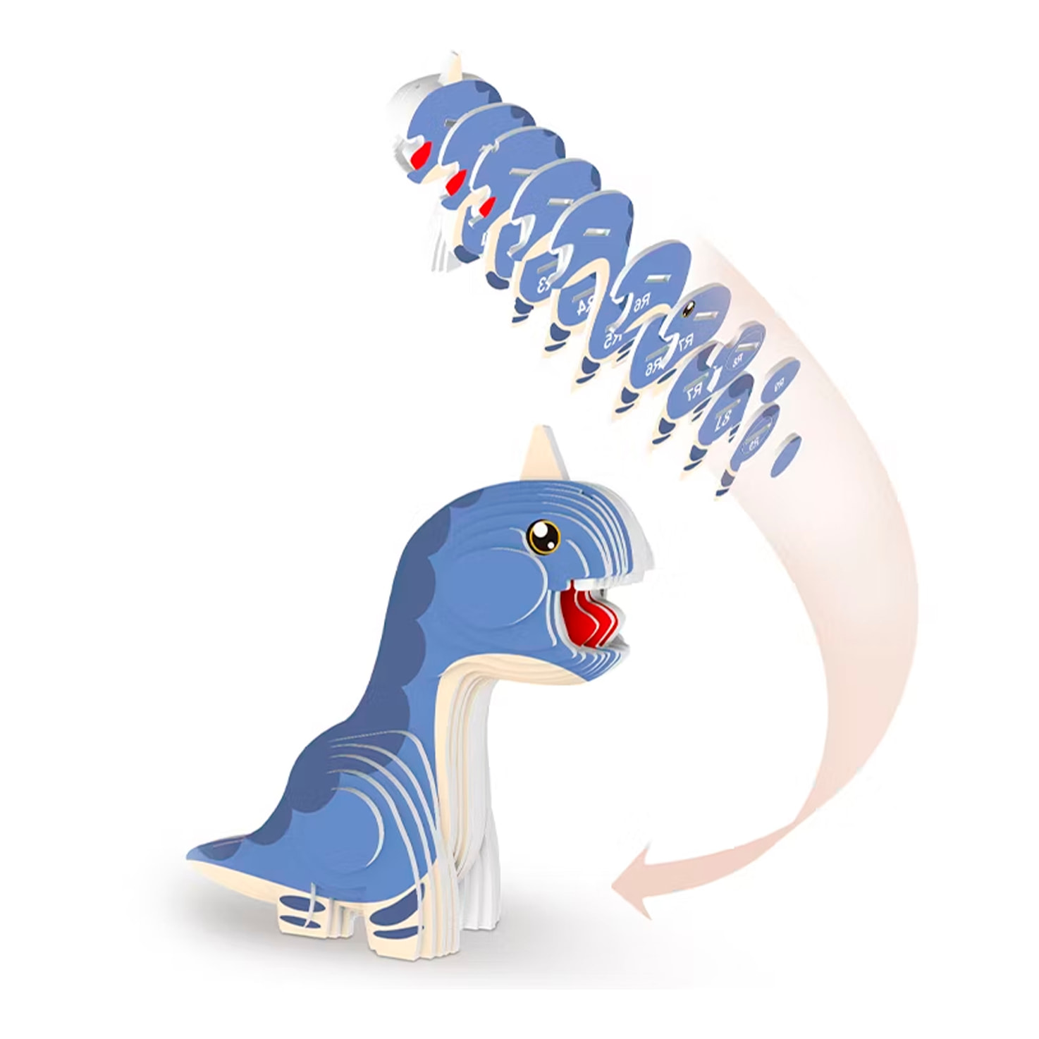 Puzle 3D de cartón con relieve. Diseño de Brontosaurus.