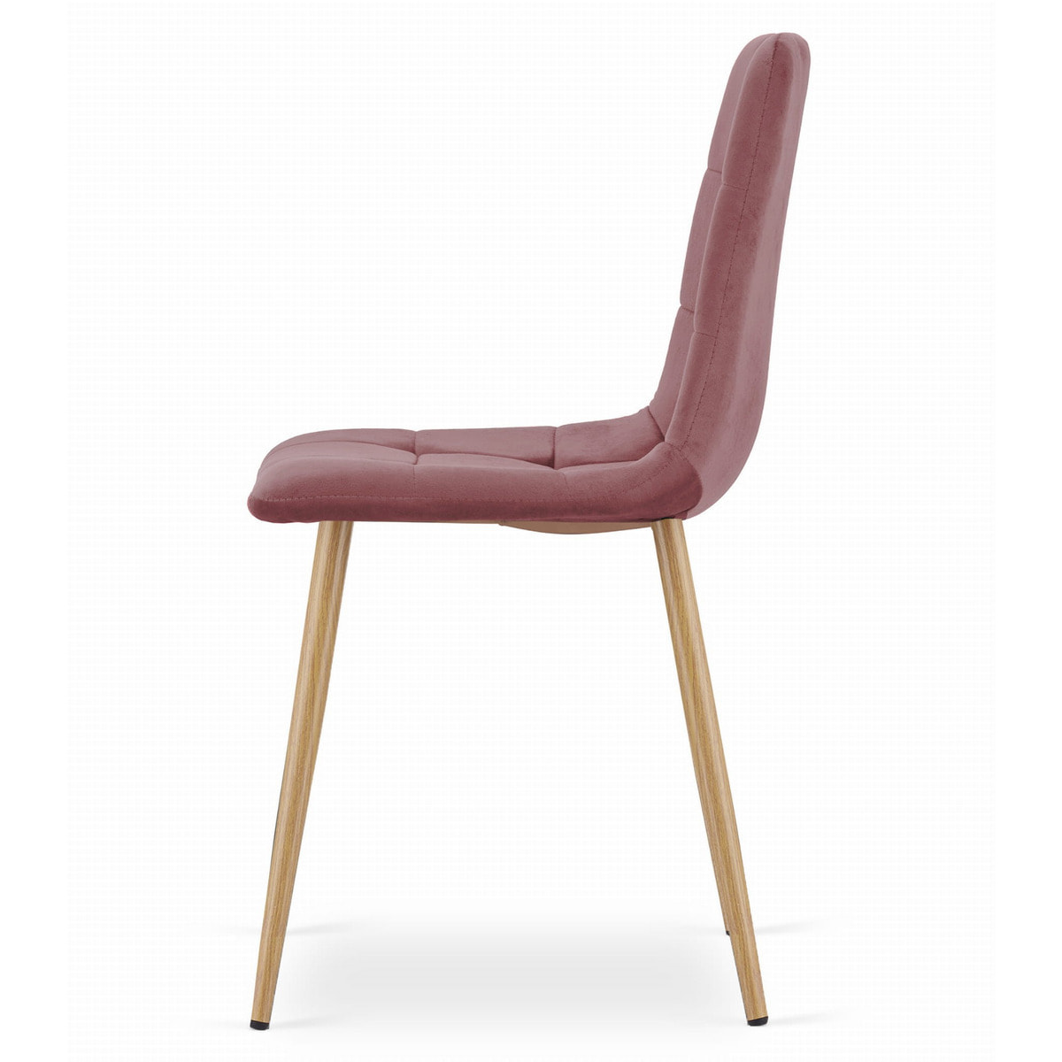 Sedia Kara in velluto rosa con gambe effetto legno