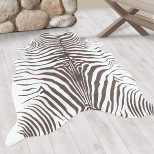 ETOSHA - Tapis imitation peau zèbre marron