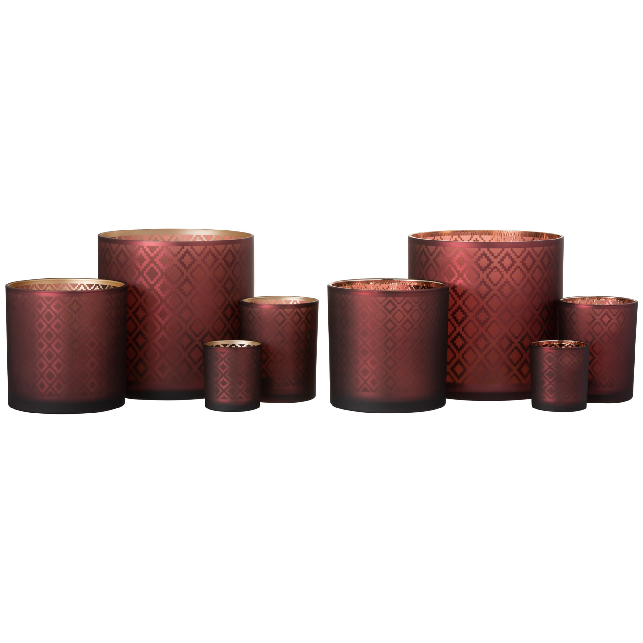 J-Line photophore Oriental - verre - rouge/or - large - 2 pcs