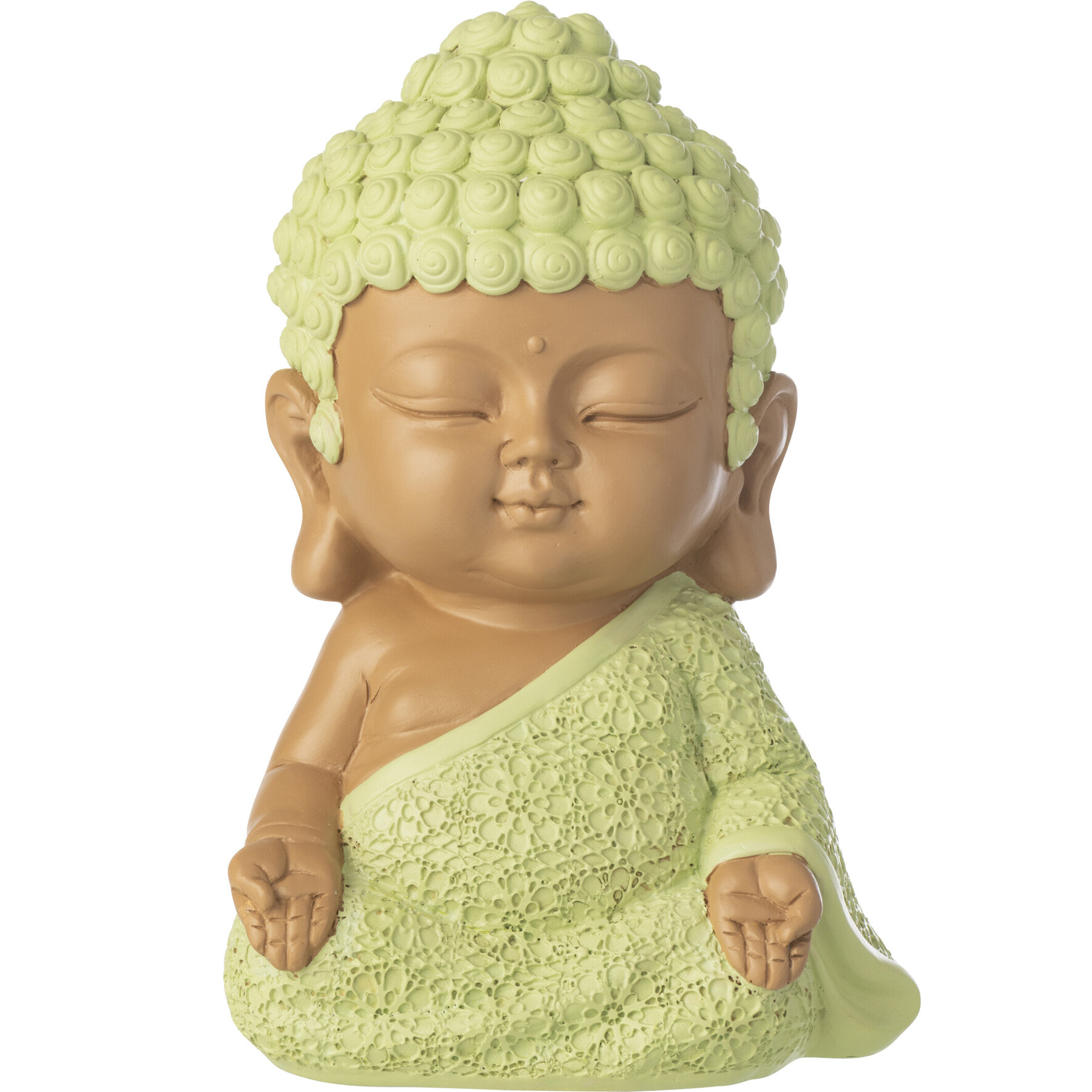 J-Line Moine Zen décoratif - polyrésine - vert menthe