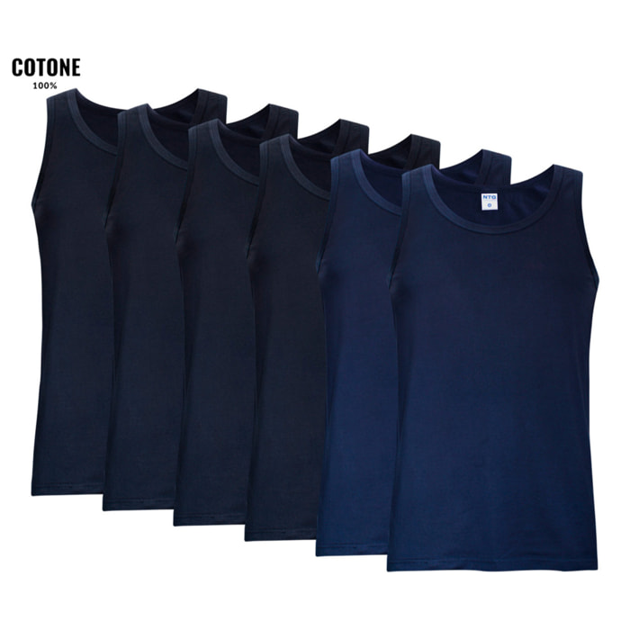 6 Canotte Uomo 100% Cotone NOTTINGHAM Art. VL700