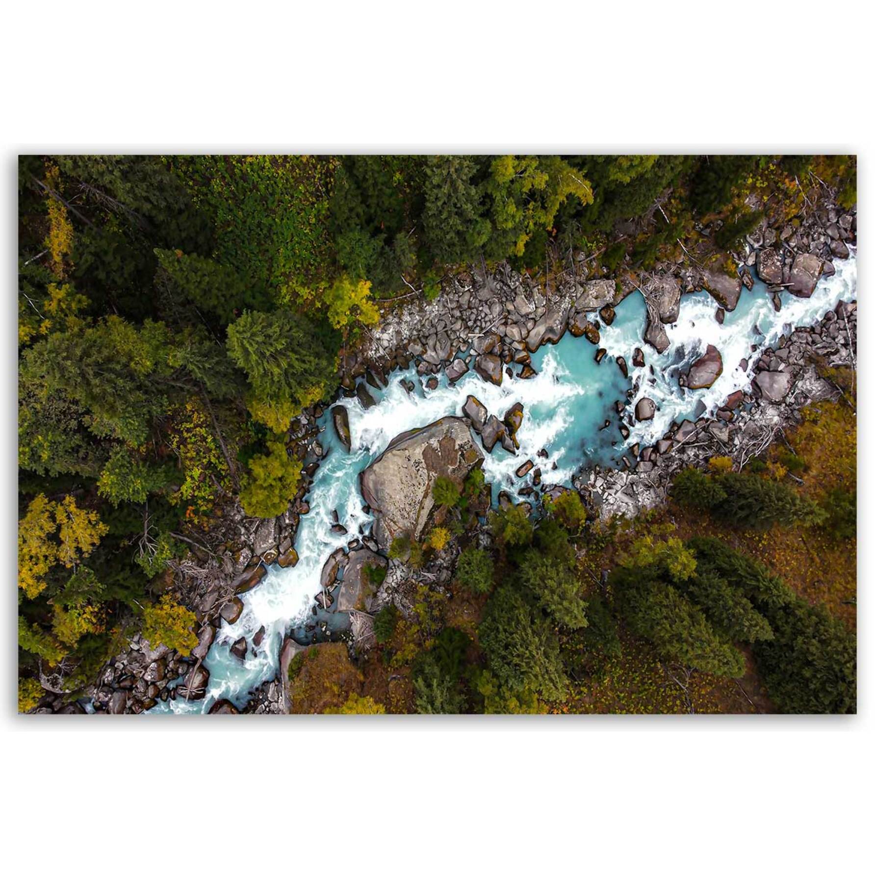 Tableau rivière turquoise vue aérienne en forêt Toile imprimée