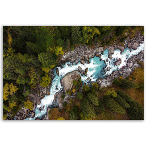 Tableau rivière turquoise vue aérienne en forêt Toile imprimée