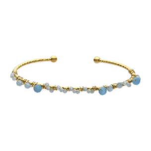 Brazalete con Cristal Azul acabado oro 18k