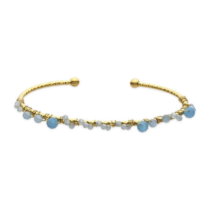 Brazalete con Cristal Azul acabado oro 18k