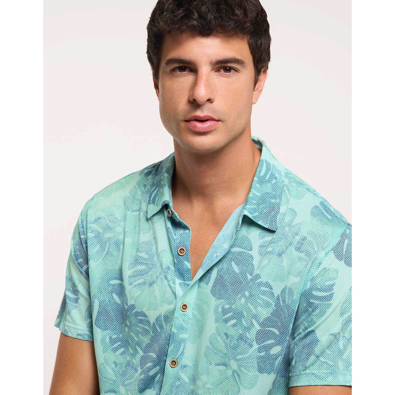 Camisa Manga Corta Turquesa - Folked