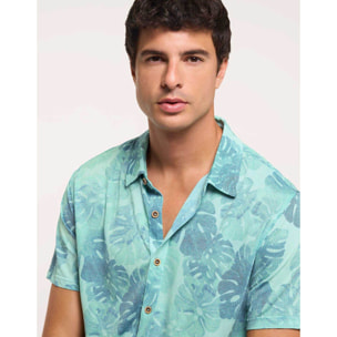 Camisa Manga Corta Turquesa - Folked