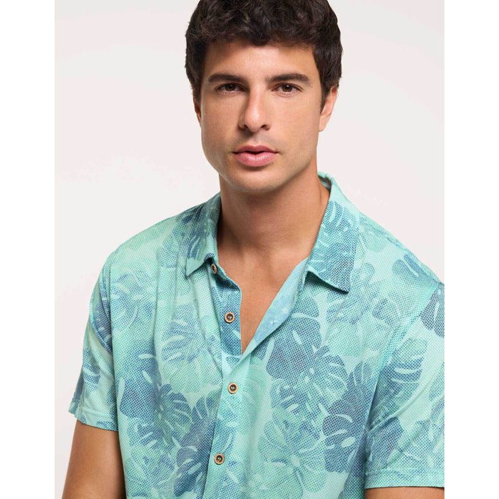 Camisa Manga Corta Turquesa - Folked