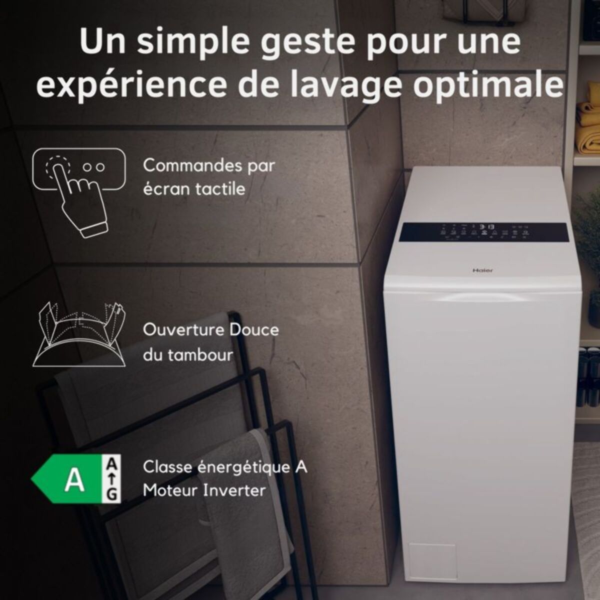 Lave linge top HAIER HW85-BPD13386U-S