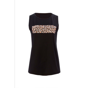 Camiseta slim sin mangas con estampado animal print para mujer BLUEBALL Serengeti - Negro