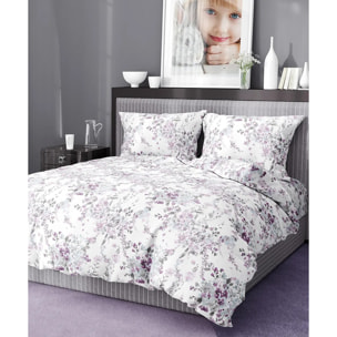 Parure Copripiumino Acquerello per letto singolo in 100% Cotone e Made in Italy, pennellate floreali