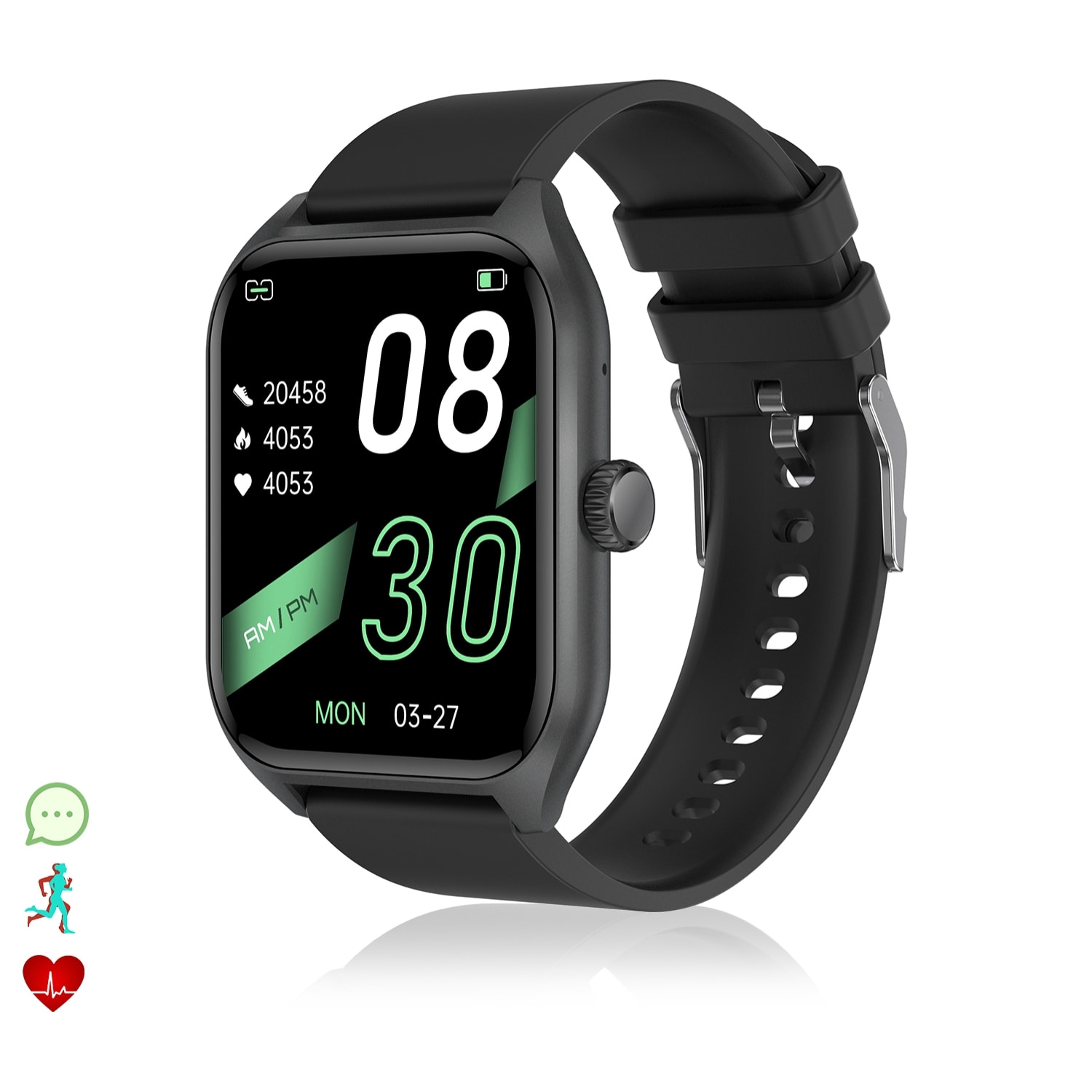 DAM Smartwatch Qx5 con pantalla de 1,96 pulgadas. Llamadas Bluetooth, más de 100 modos deportivos, monitor de glucosa y de tensión.