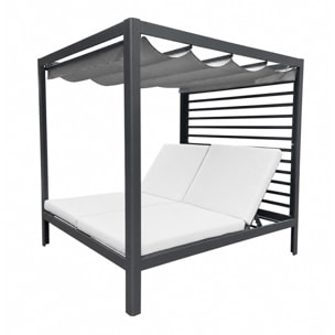 Lit de jardin 2 places structure aluminium gris foncé TALANA