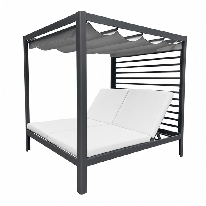 Lit de jardin 2 places structure aluminium gris foncé TALANA